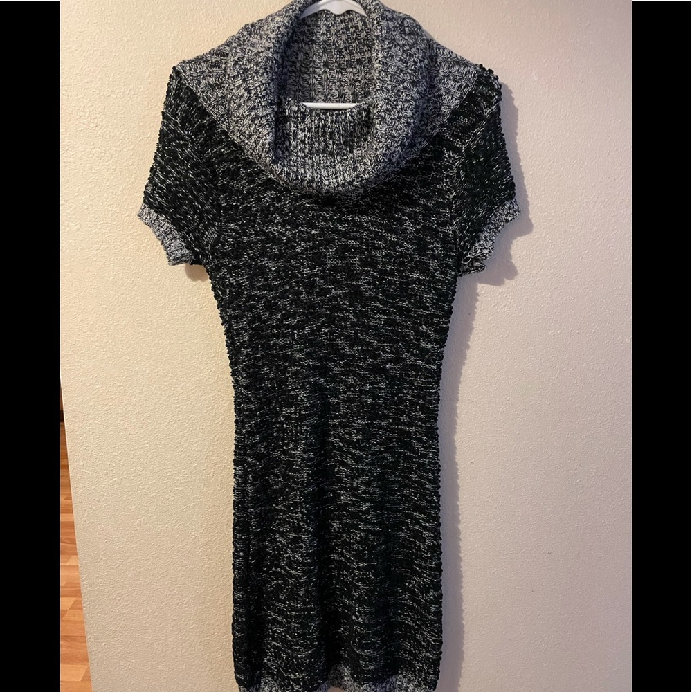 Charcoal Cowl Neck Sweater Dress